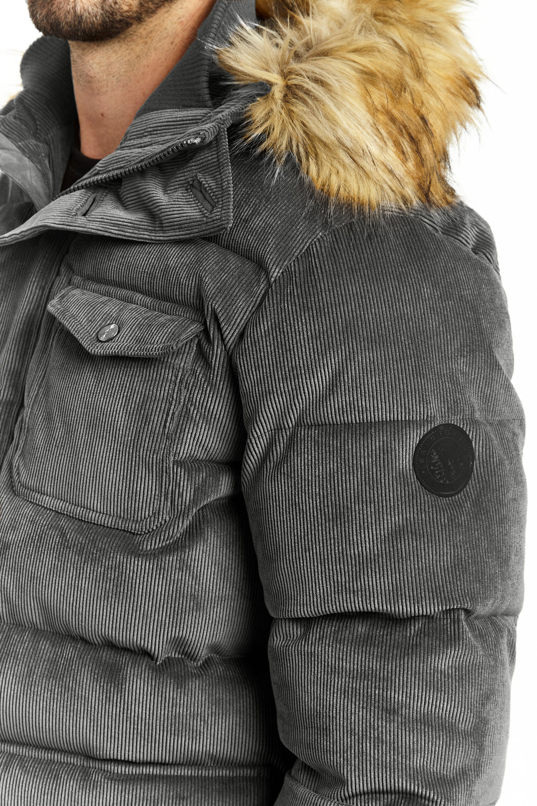 CORDUROY PARKA ATTACHED HOOD